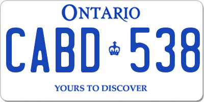 ON license plate CABD538