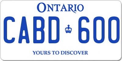 ON license plate CABD600