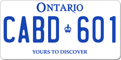 ON license plate CABD601