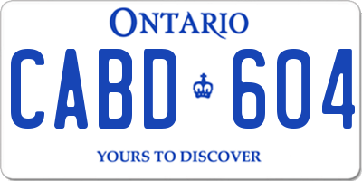 ON license plate CABD604