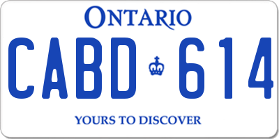 ON license plate CABD614