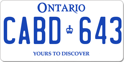 ON license plate CABD643