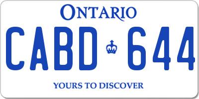 ON license plate CABD644