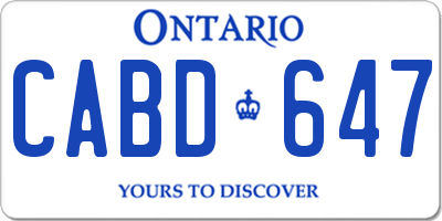 ON license plate CABD647