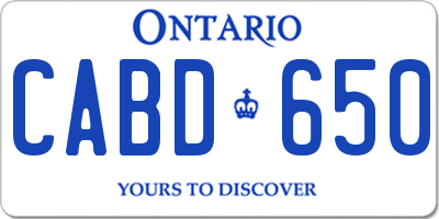 ON license plate CABD650