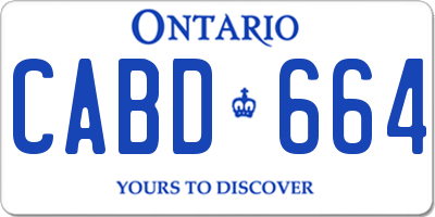 ON license plate CABD664