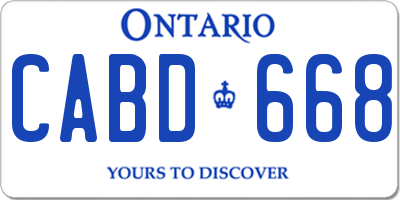 ON license plate CABD668