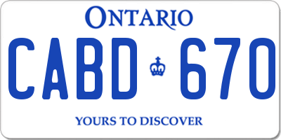 ON license plate CABD670