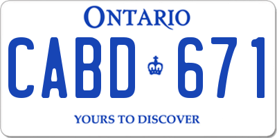 ON license plate CABD671