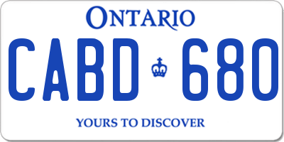 ON license plate CABD680