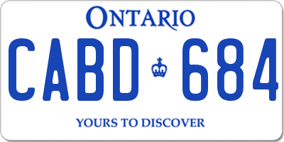 ON license plate CABD684