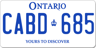 ON license plate CABD685