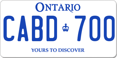 ON license plate CABD700