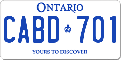 ON license plate CABD701