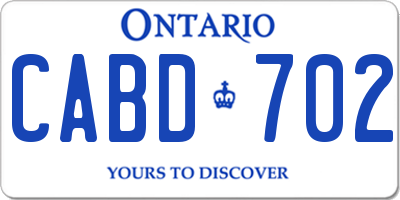 ON license plate CABD702