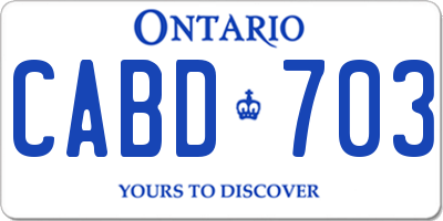 ON license plate CABD703