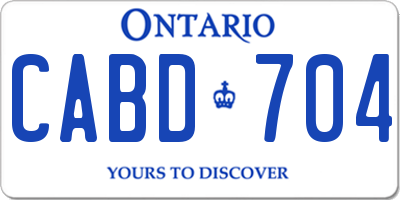 ON license plate CABD704