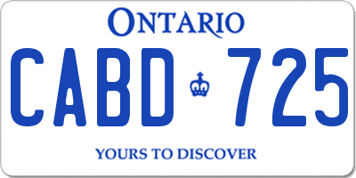 ON license plate CABD725