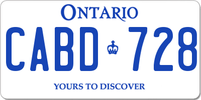 ON license plate CABD728