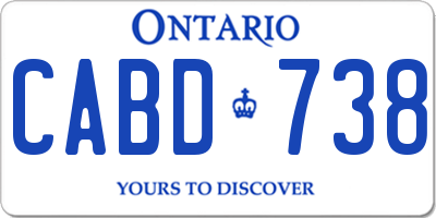 ON license plate CABD738