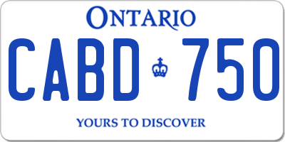 ON license plate CABD750