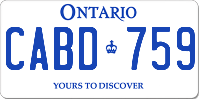 ON license plate CABD759