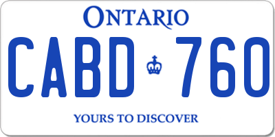 ON license plate CABD760