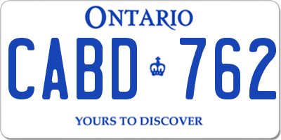 ON license plate CABD762