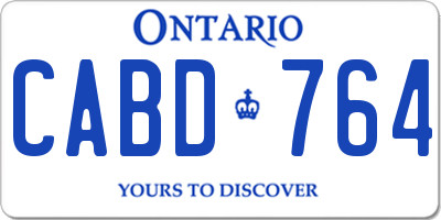 ON license plate CABD764