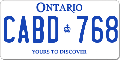 ON license plate CABD768