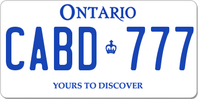 ON license plate CABD777