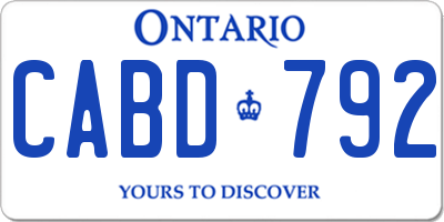 ON license plate CABD792