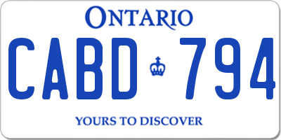 ON license plate CABD794