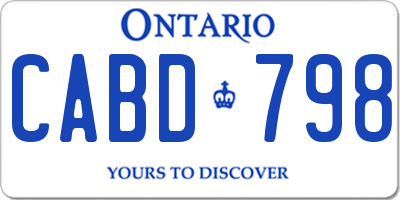 ON license plate CABD798