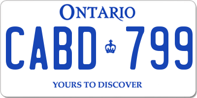 ON license plate CABD799