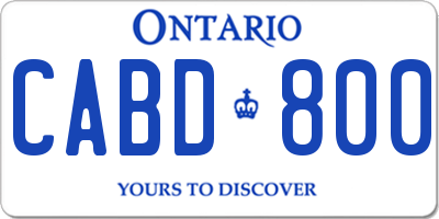 ON license plate CABD800