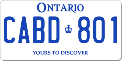 ON license plate CABD801