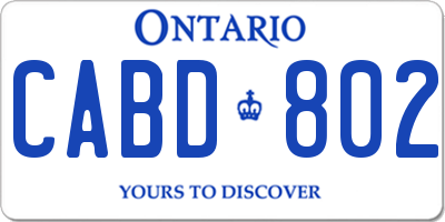 ON license plate CABD802