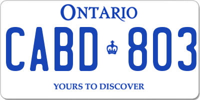 ON license plate CABD803