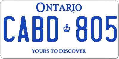 ON license plate CABD805