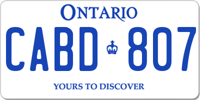 ON license plate CABD807