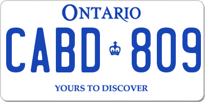 ON license plate CABD809