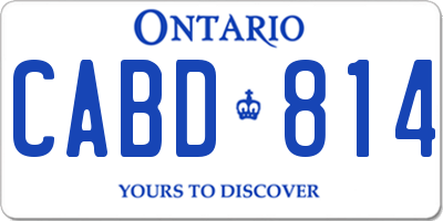 ON license plate CABD814