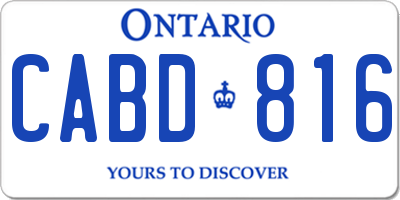 ON license plate CABD816