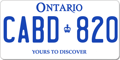 ON license plate CABD820