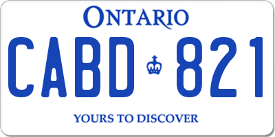 ON license plate CABD821