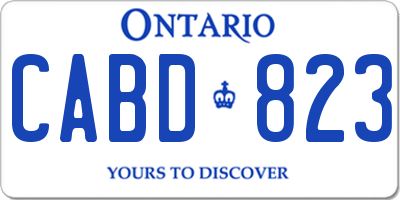 ON license plate CABD823