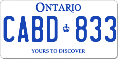 ON license plate CABD833