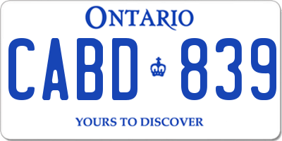 ON license plate CABD839