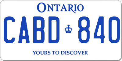 ON license plate CABD840